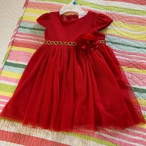 Beautiful dress. New with tags. Red flower and gold detail chain.
